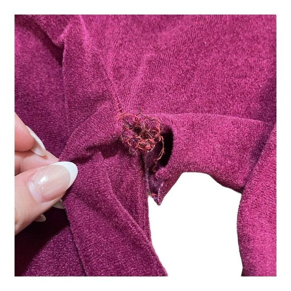 Vintage Loungees Purple Maroon Robe Drawstring Waist & Zipper Small Medium READ - Picture 7 of 10